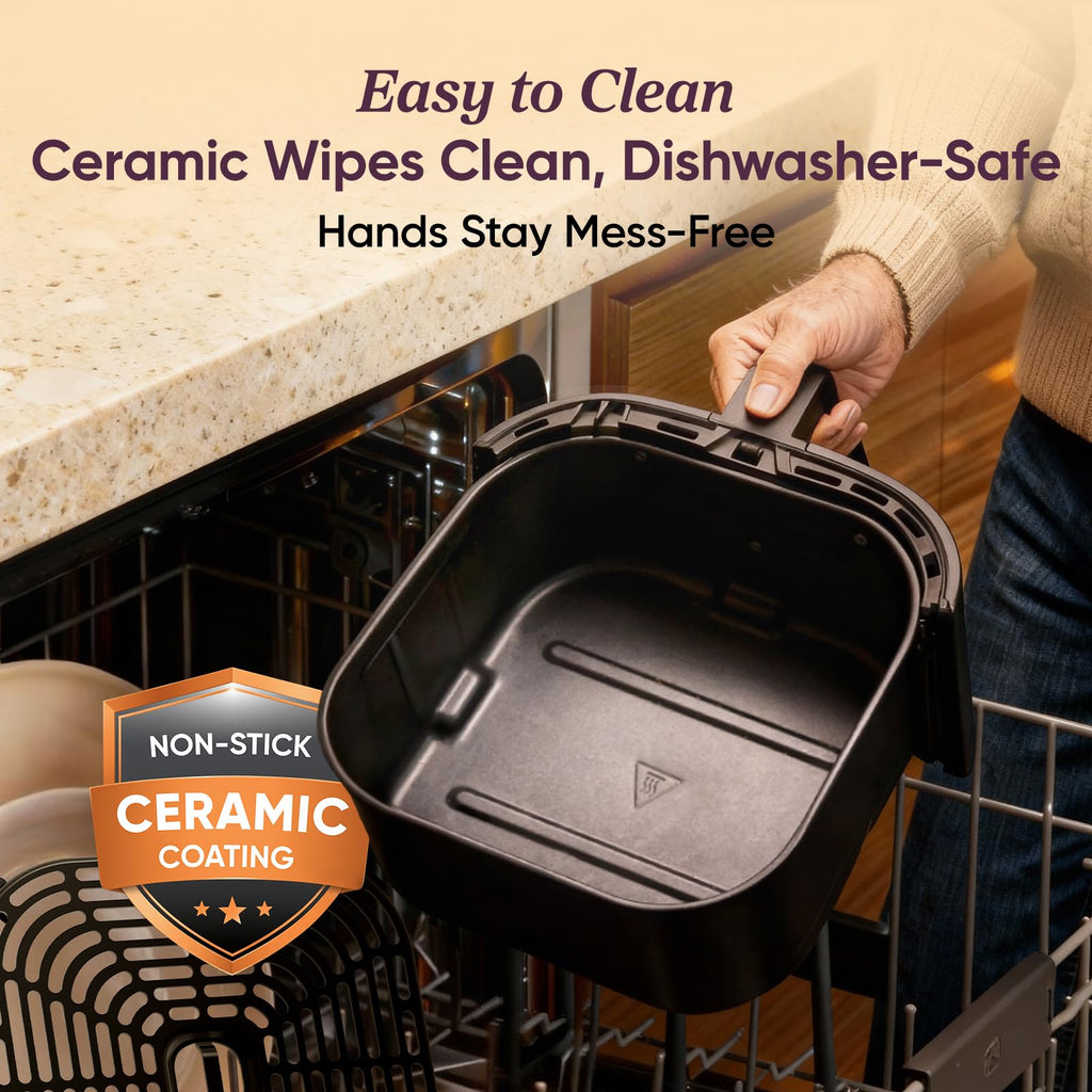 Air Fryer Pro 5QT Gray | Ceramic Nonstick | 7 Presets & 130+ Recipes